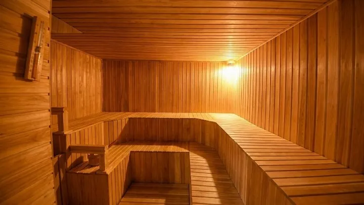 Traditional wooden spa sauna